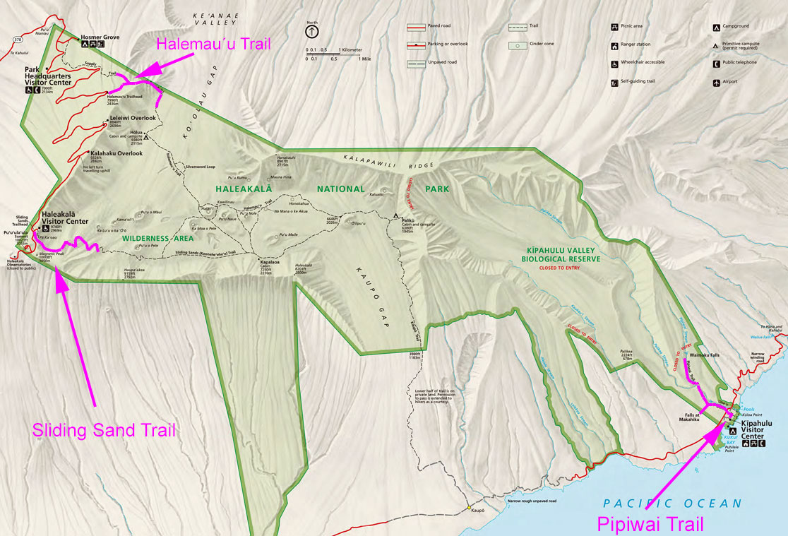 Haleakala Nationalpark Karte